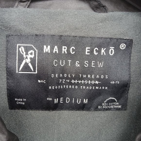 Mark Ecko Jacket Mens Medium Black Moto Wax Feel Cut & Sew Streetwear Biker - Picture 3 of 7